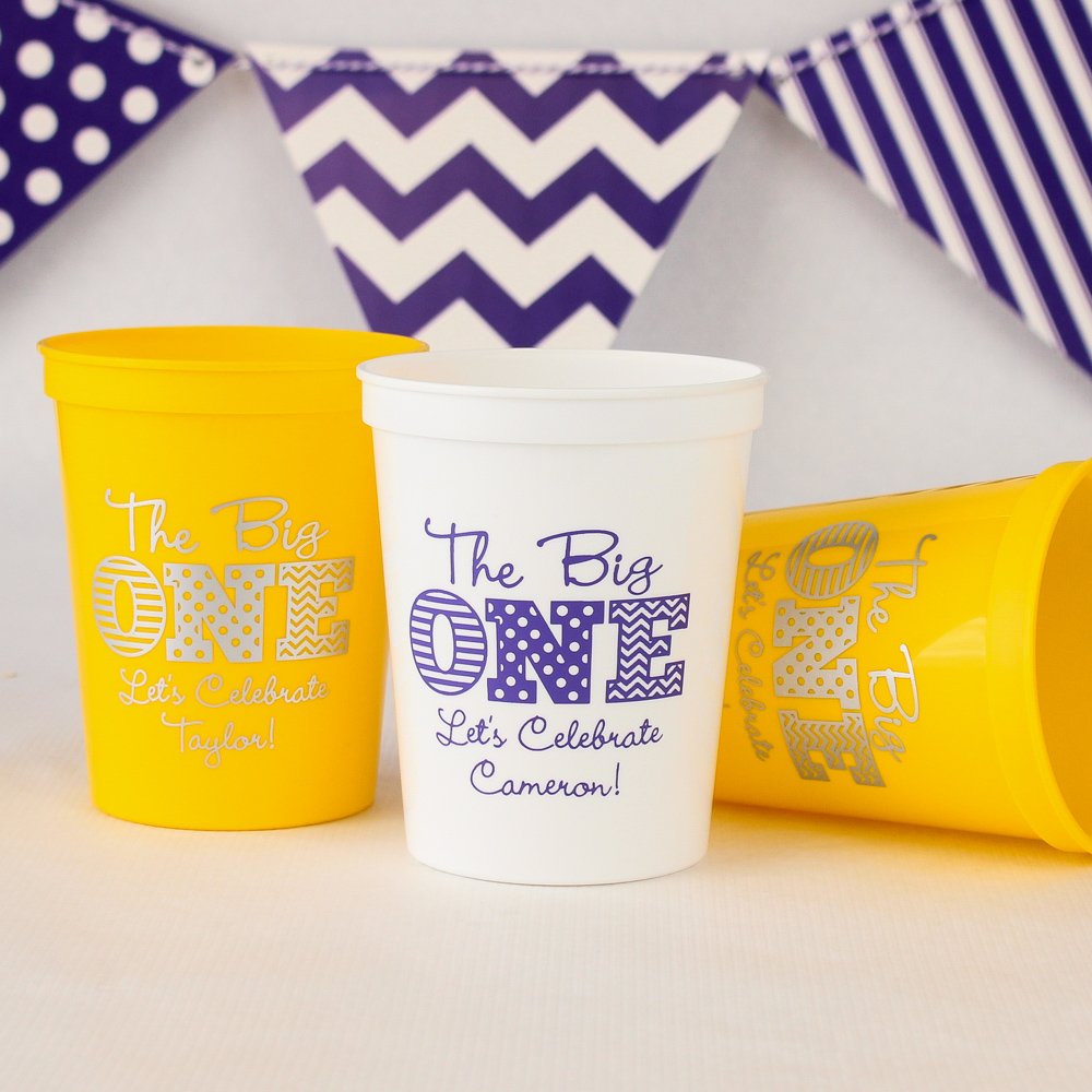 Personalized 1st Birthday Stadium Cups