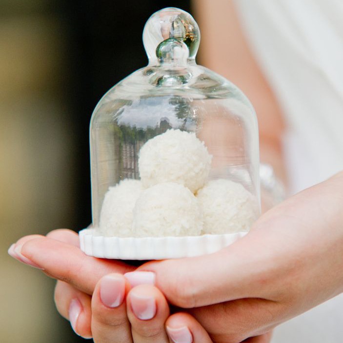 Miniature Glass Bell Jar with White Fluted Base