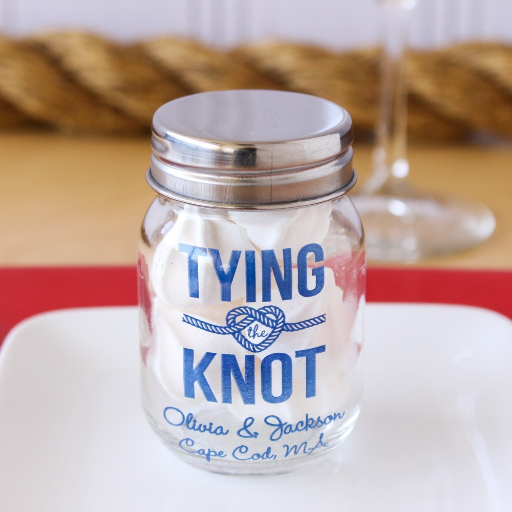 Personalized Tying the Knot Mini Mason Jar