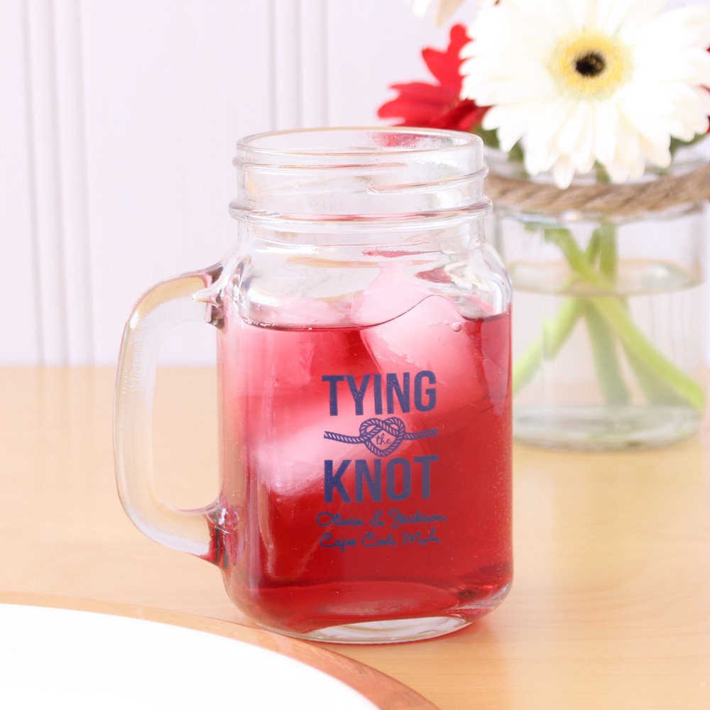 Personalized Tying the Knot Mason Jar Mug