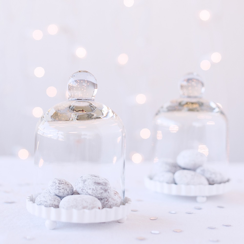 Miniature Bell Jars with White Fluted Base