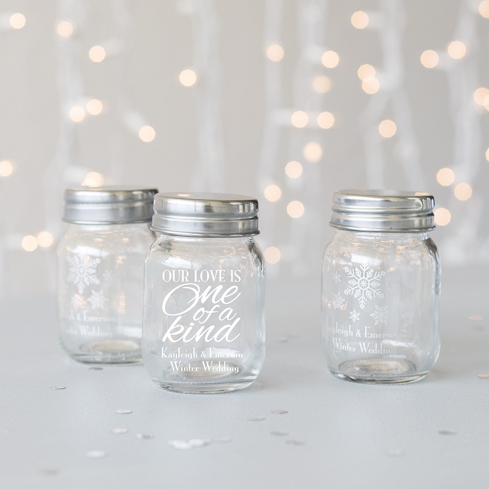 Personalized Winter Theme Mini Mason Jars