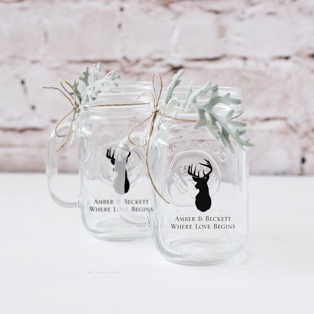 Personalized Woodland Mason Jar Mug