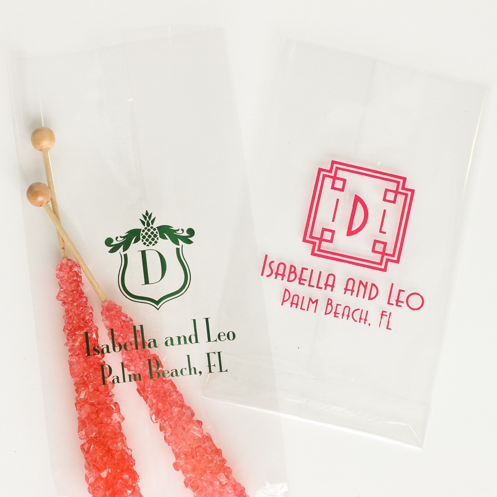 Personalized Tropical Wedding Cellophane Bags