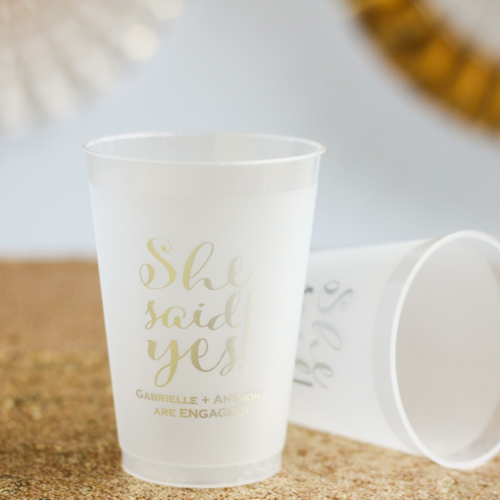 Personalized She Sais Yes Frosted Plastic Cups