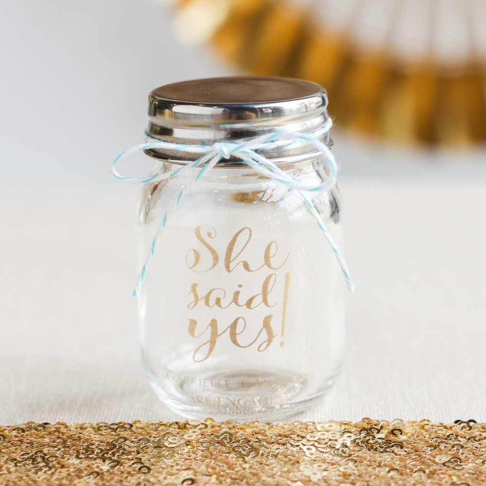 Printed She Said Yes Mini Mason Jars