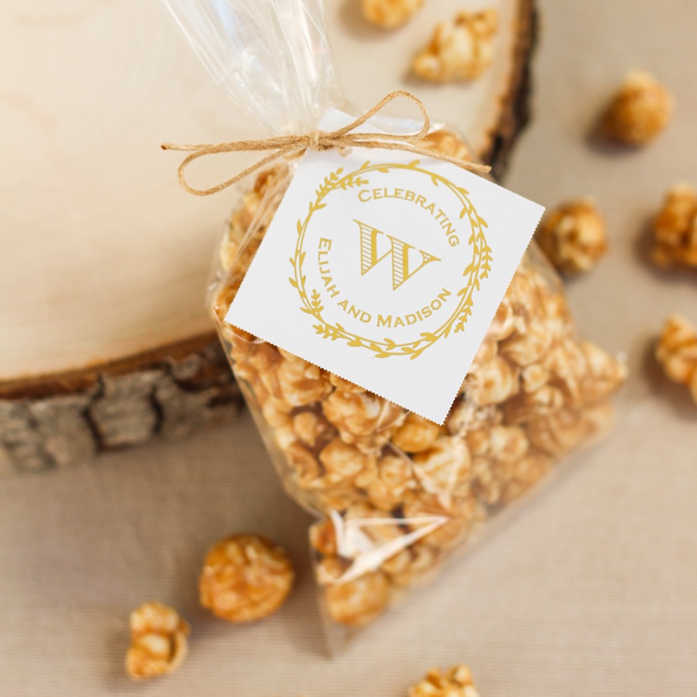 Personalized Metallic Foil Square Favor Tags and Labels