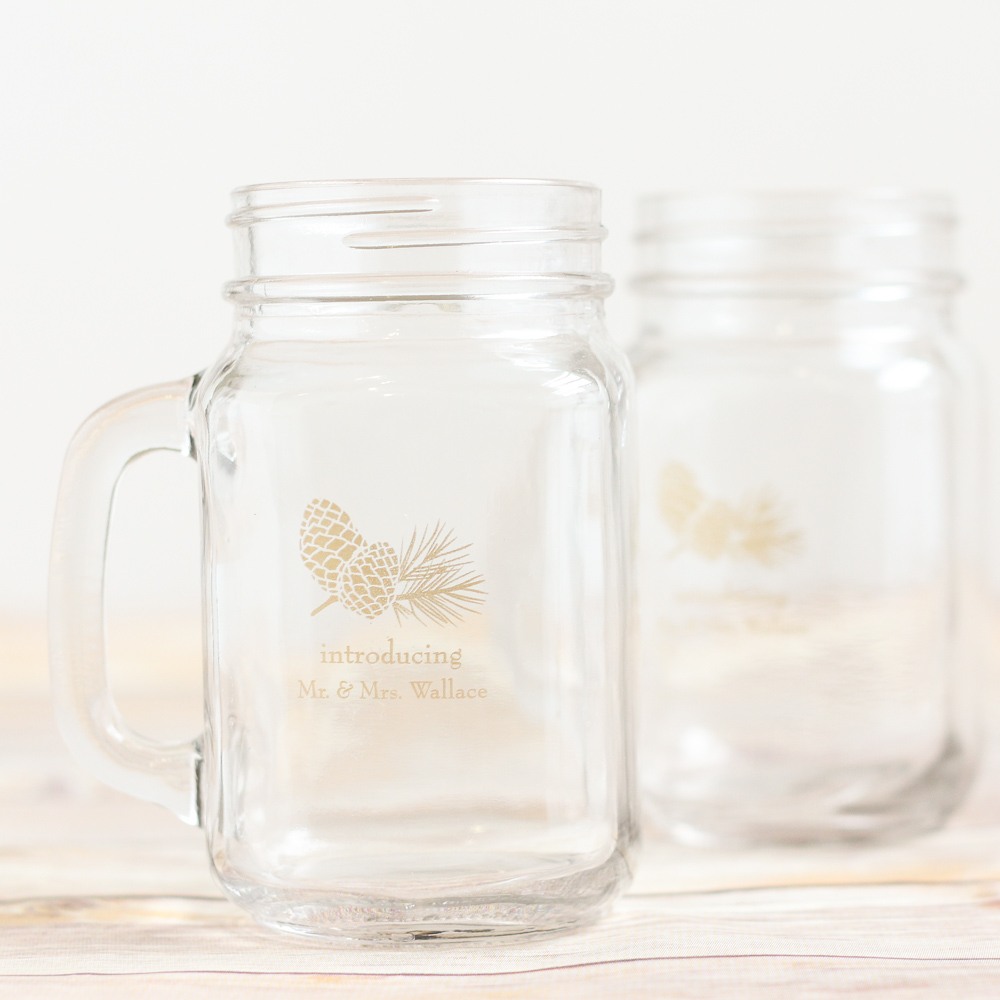 Personalized Pinecone Printed Mason Jar Mug