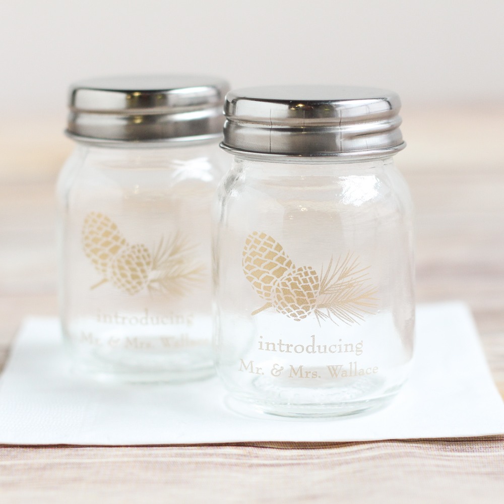 Printed Pinecone Mini Mason Jars