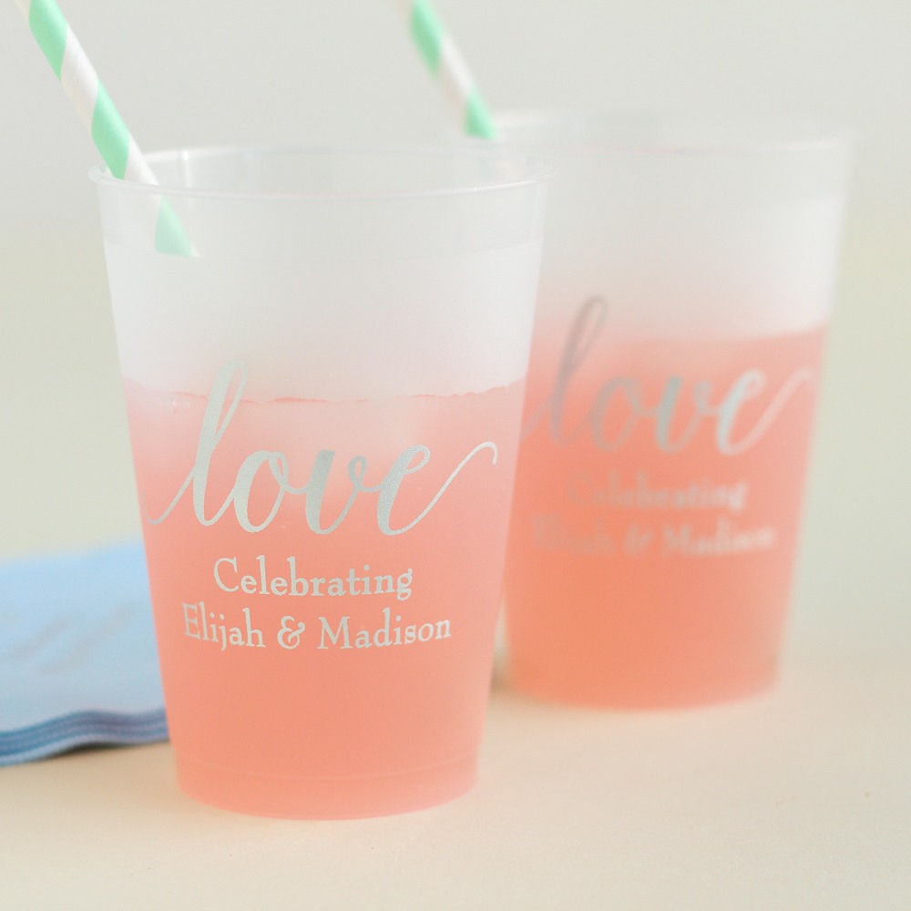 Personalized Love Frosted Plastic Cups