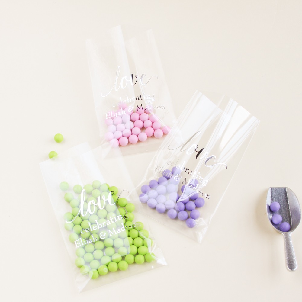 Personalized Love Script Wedding Cellophane Bags