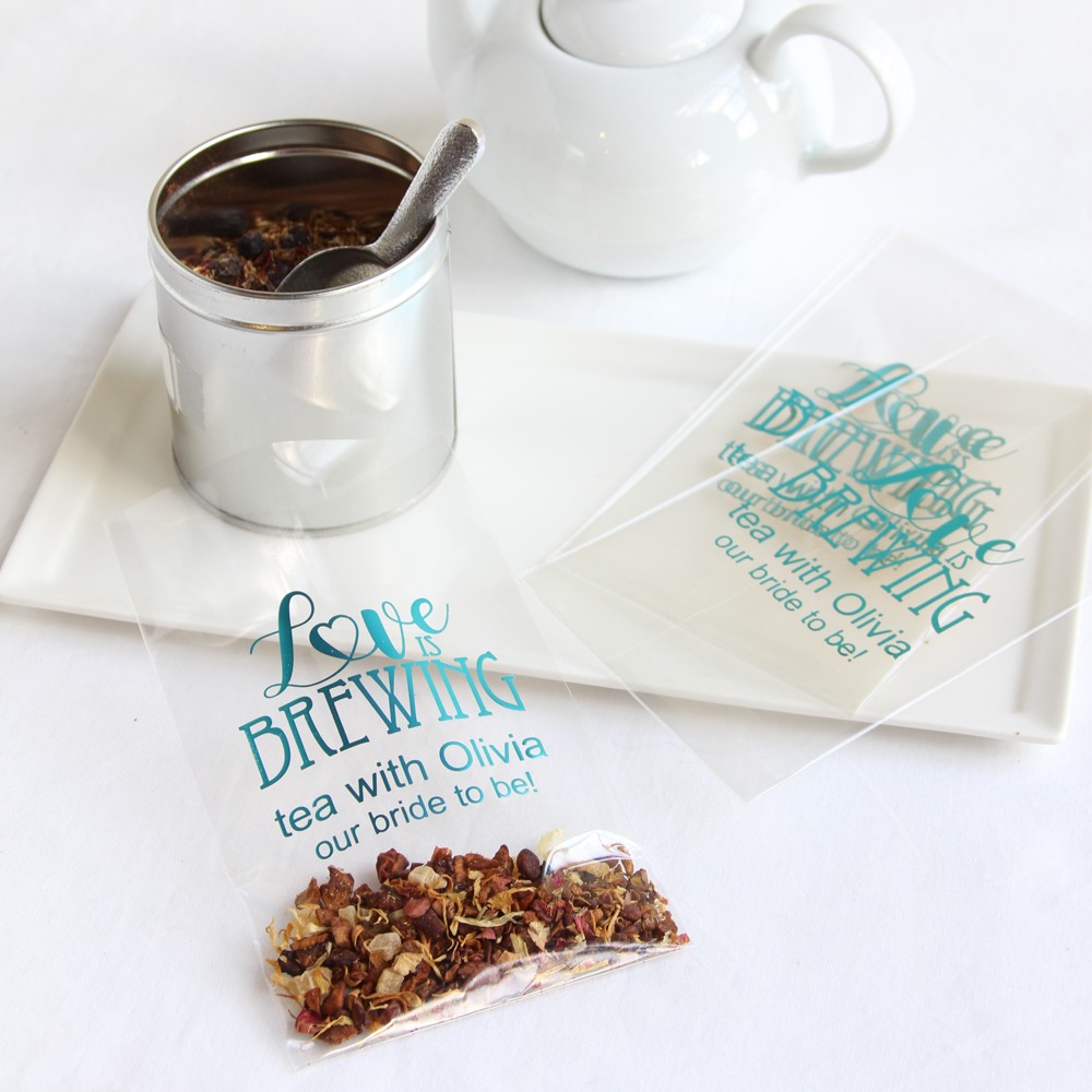 Personalized Love is Brewing Cellophane Bags