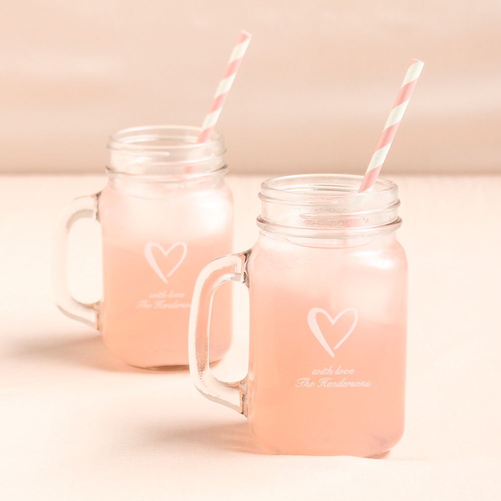 Personalized Heart Printed Mason Jar Mug