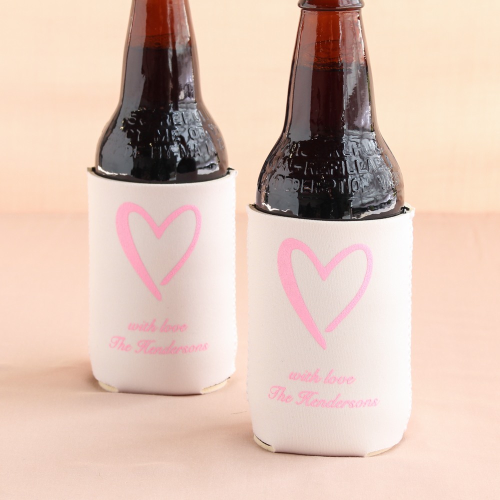 Personalized Heart Wedding Can Sleeves