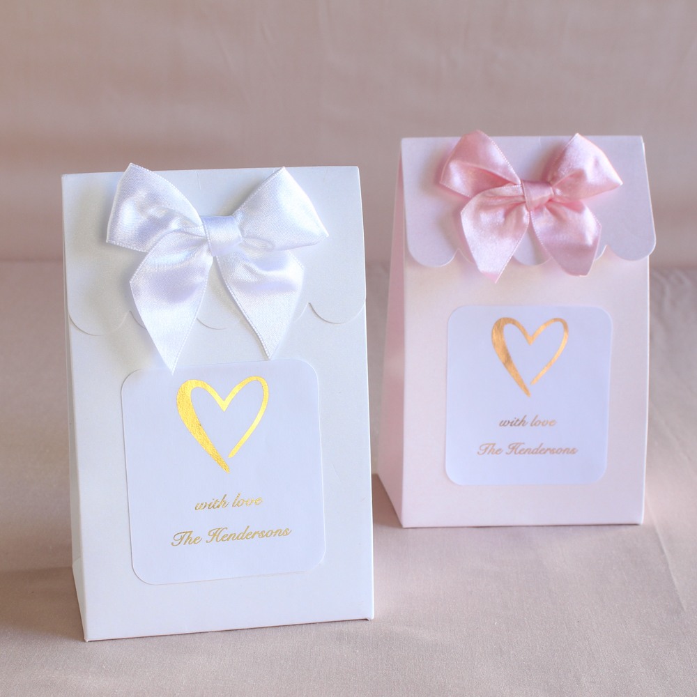 Personalized Heart Metallic Foil Candy Bags