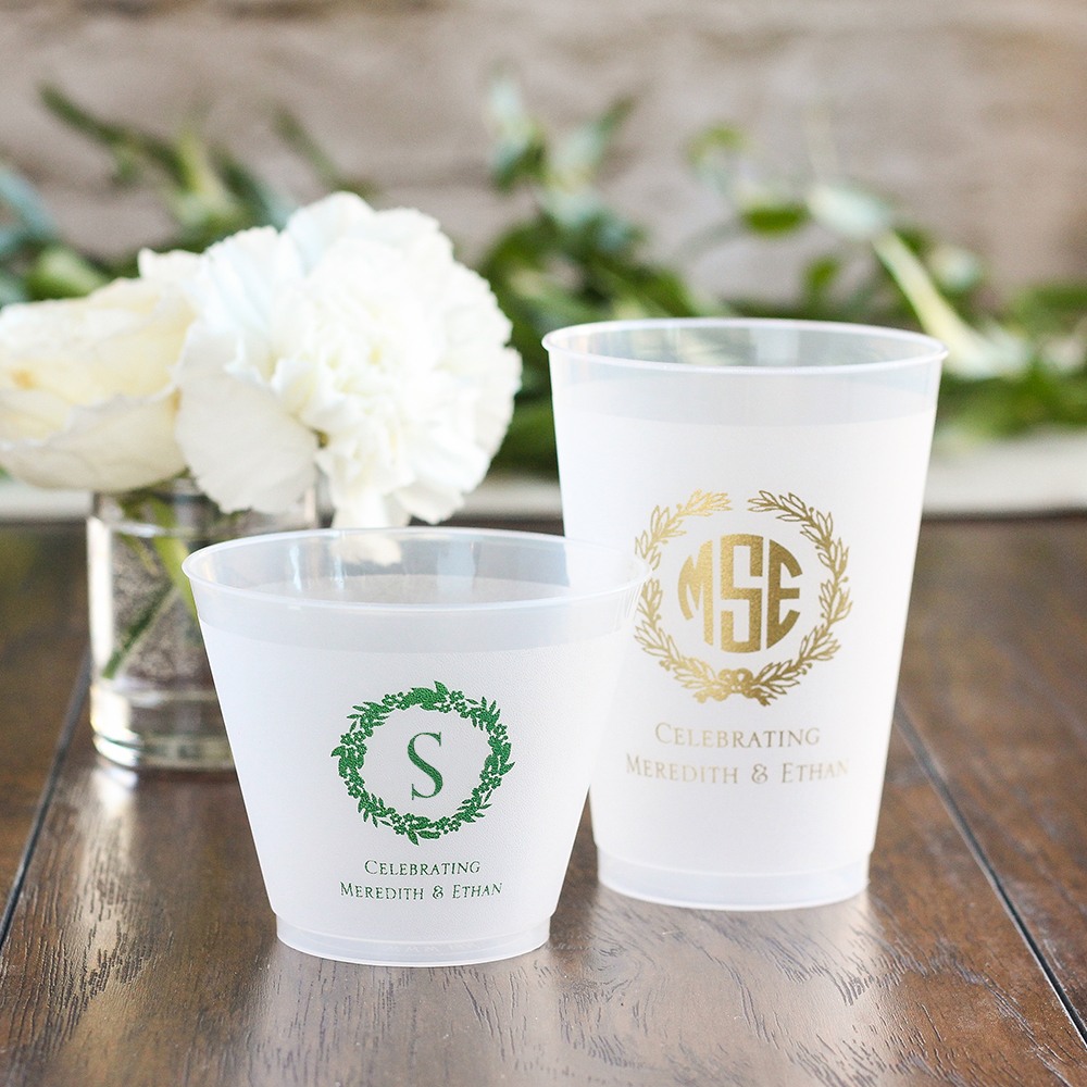 Personalized Wreath Frosted Cups