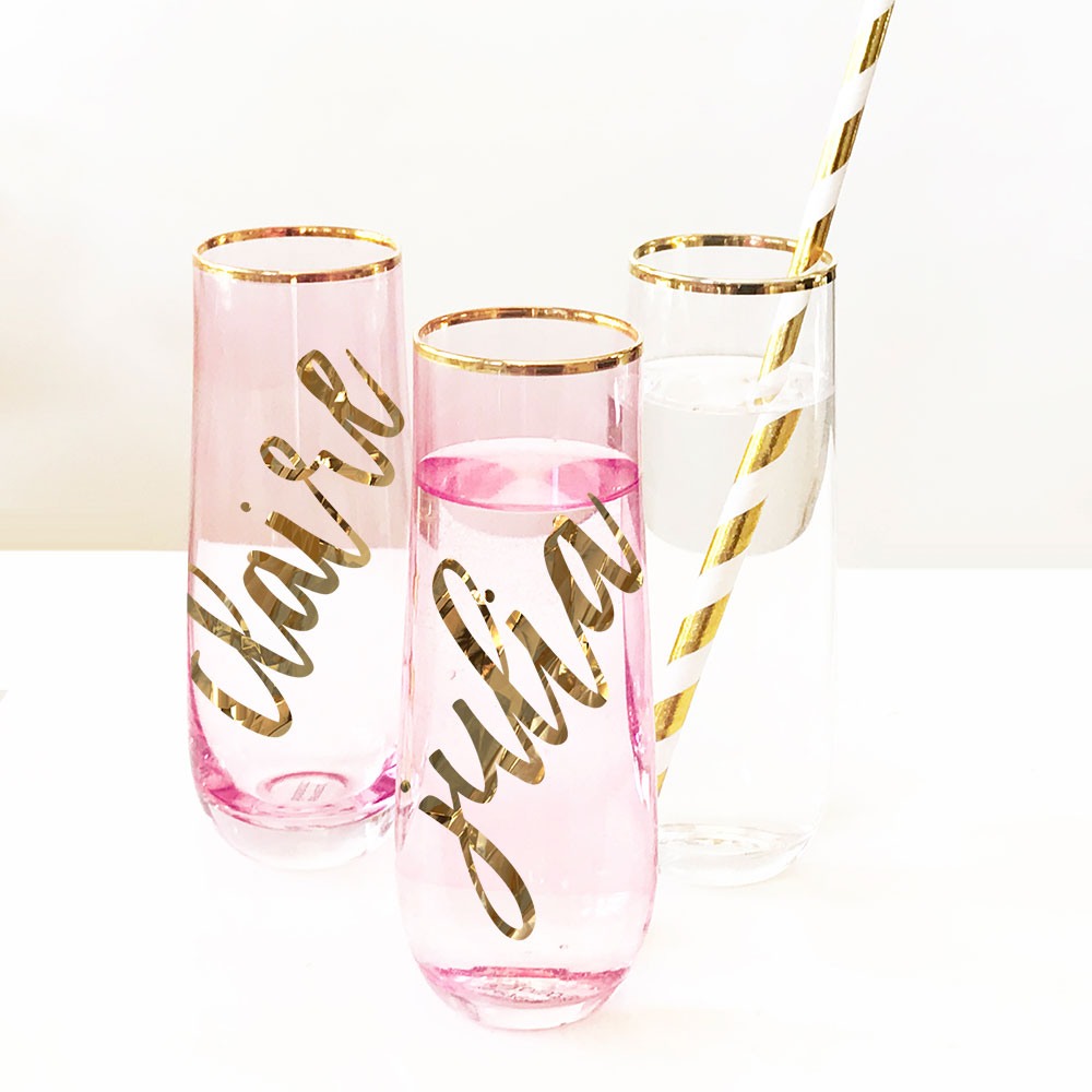 Personalized Stemless Champagne Flutes 9064