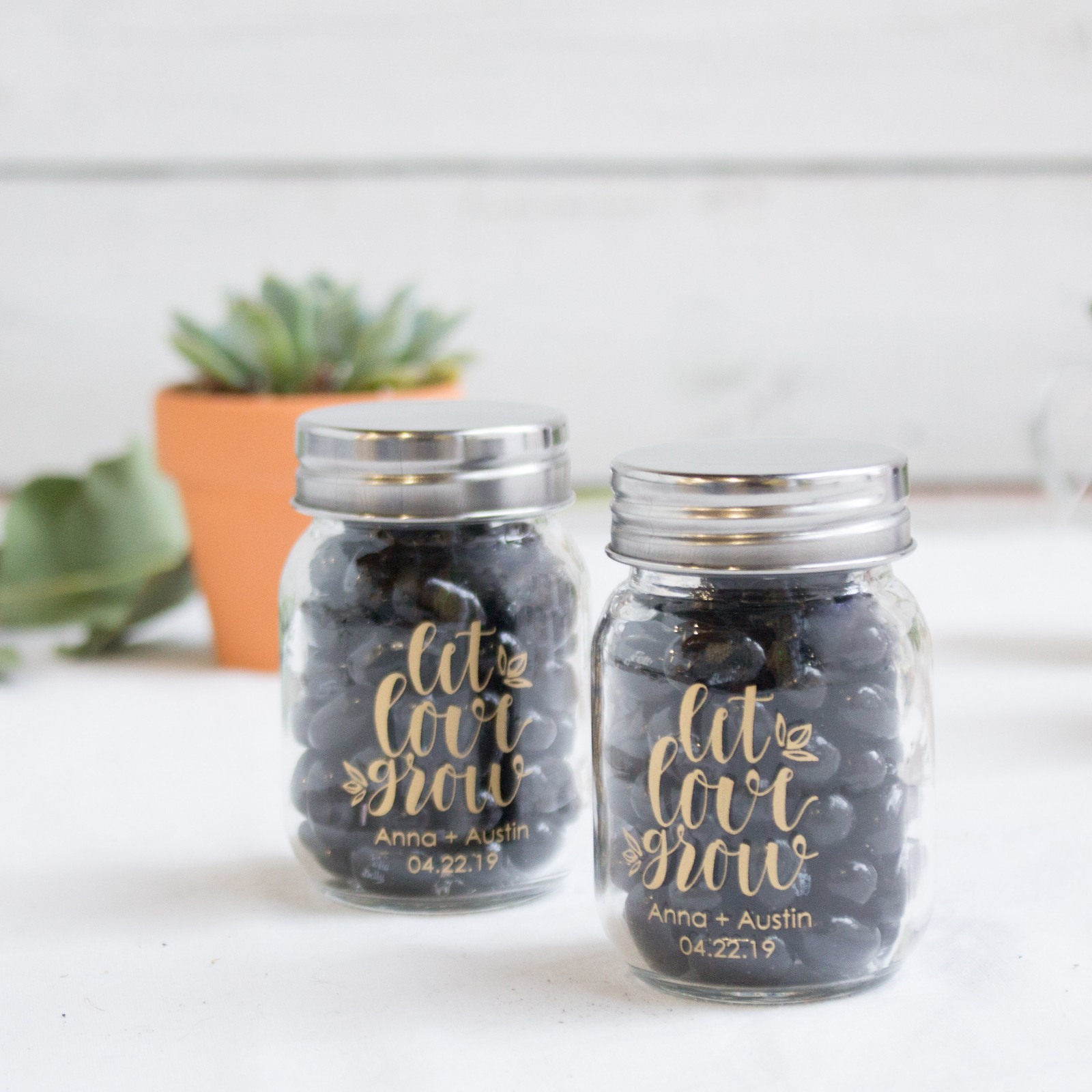 Printed Let Love Grow Mini Mason Jars