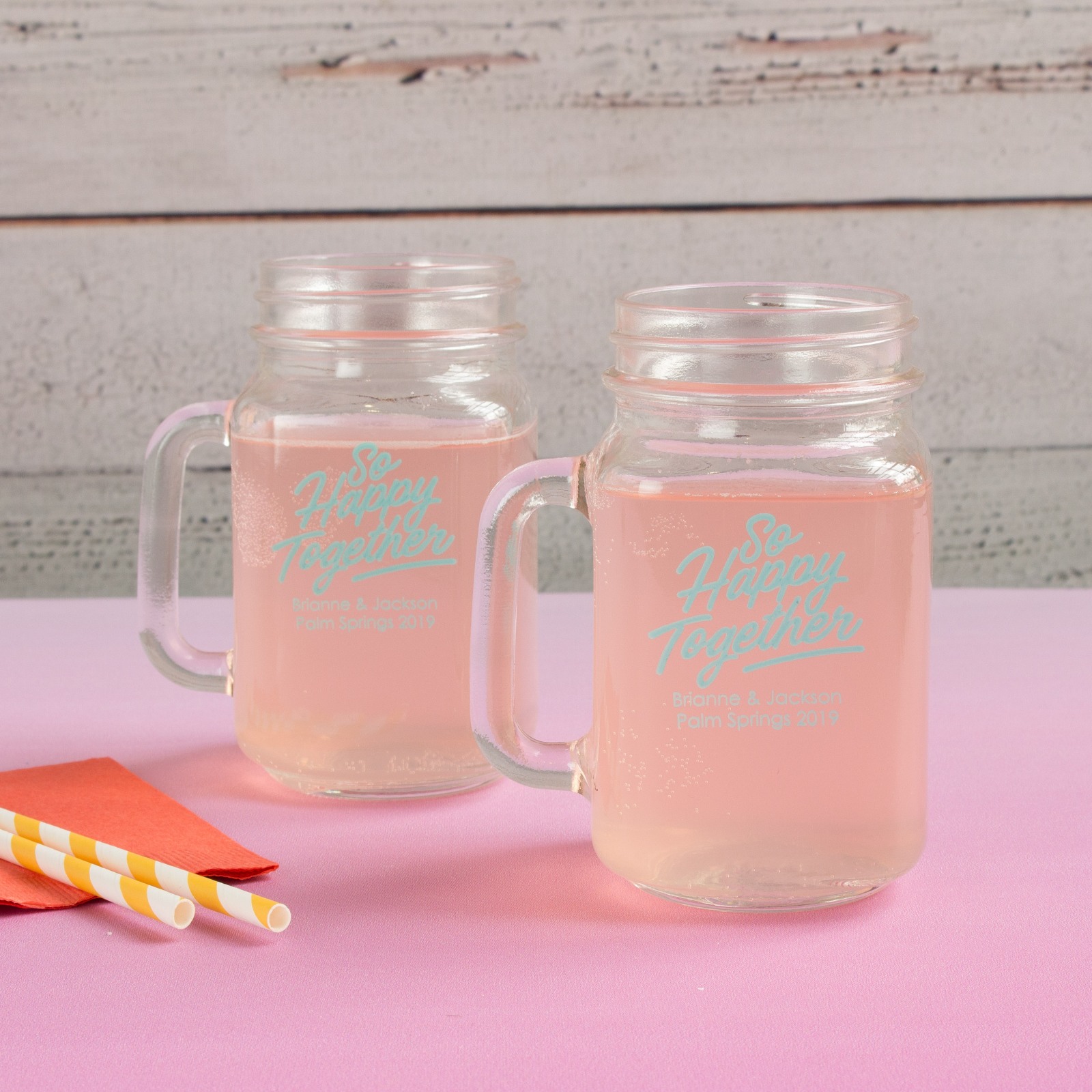 Personalized Happy Together Mason Jar Mugs