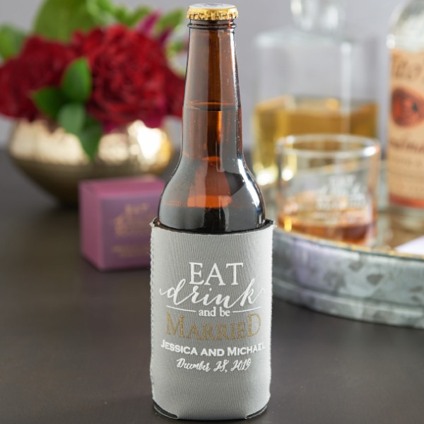 Personalized Neoprene Wedding Can Sleeve-Eat Drink and be Married