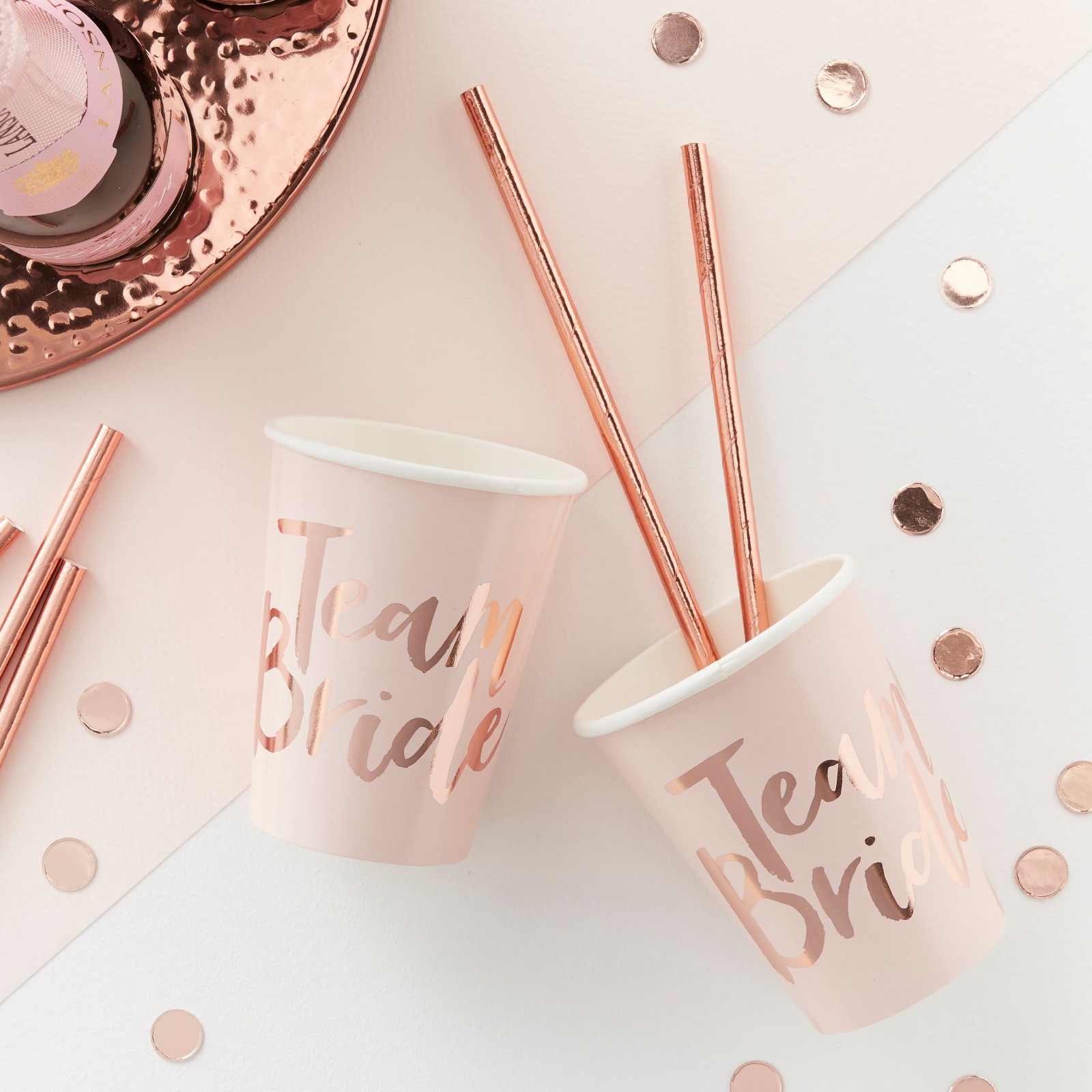 Team Bride Rose Gold Paper Cups 10942