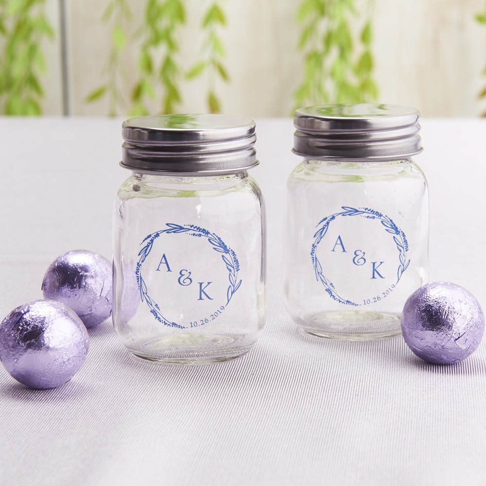 Printed Mini Modern Monogram Mason Jars