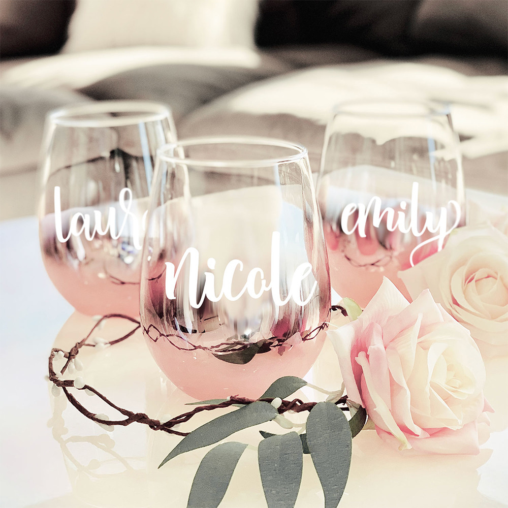 Personalized Rose Gold Stemless Glassware