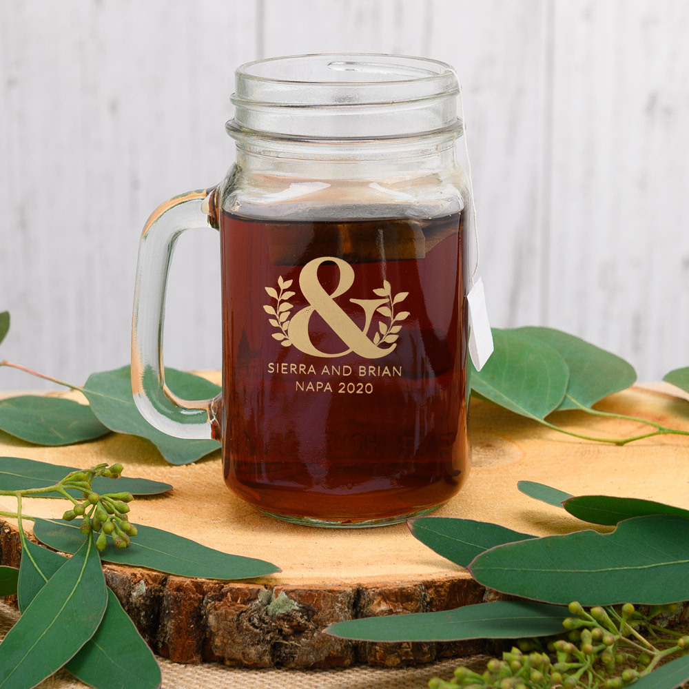 Personalized Eco Ampersand Printed Mason Jar Mug