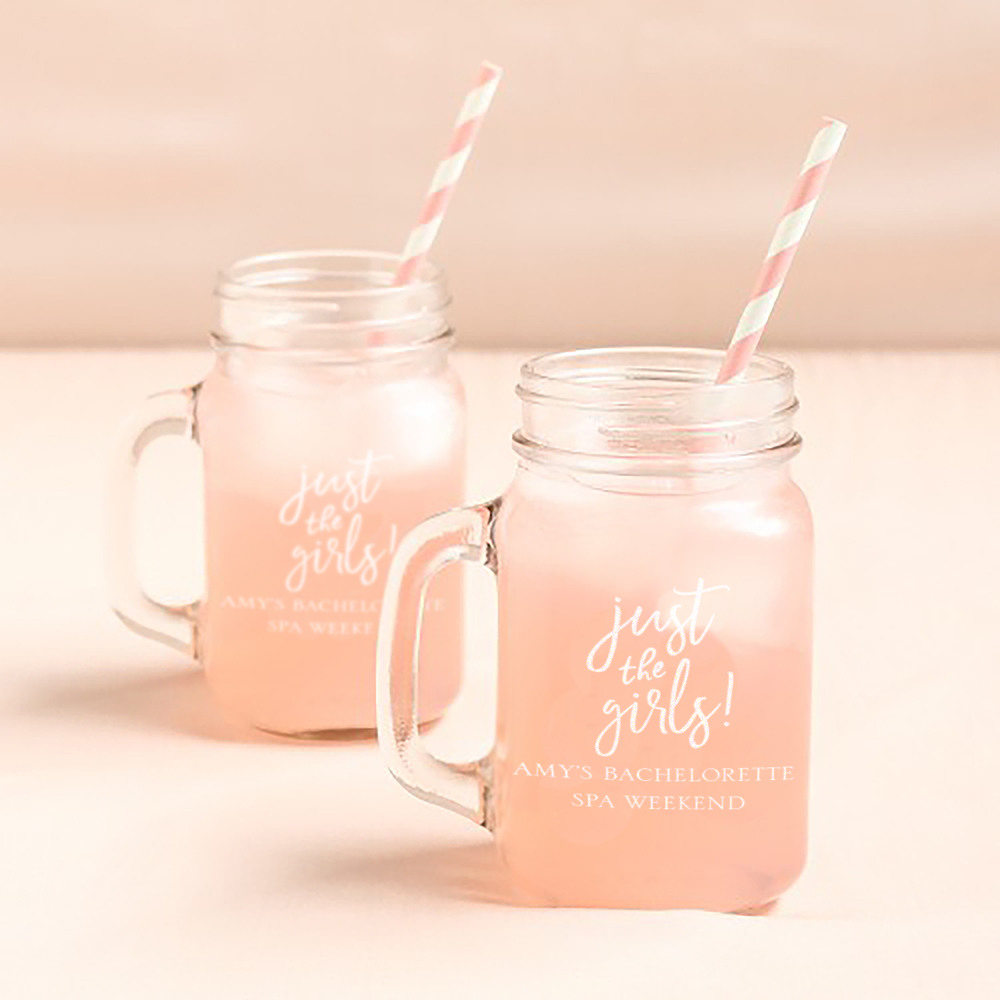 Personalized Just the Girls Printed Mason Jar Mug