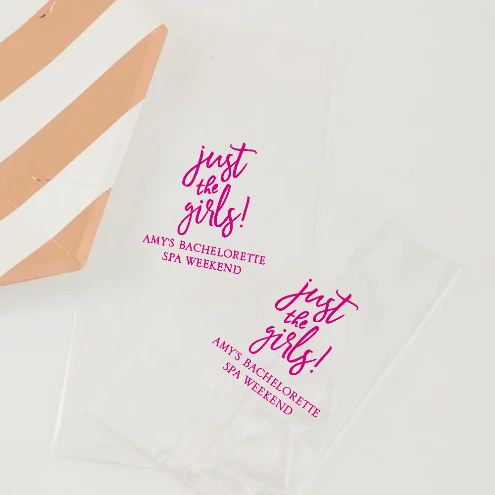 Personalized Just the Girls Wedding Cellophane Bags