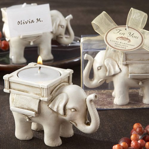 Antique Ivory Elephant Tea Light Holder 4197