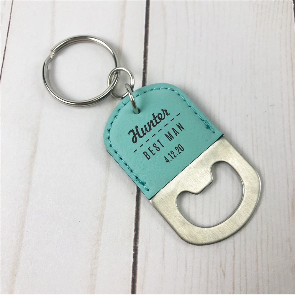 Engraved Groomsmen Leatherette Keychain Bottle Opener L15227291X