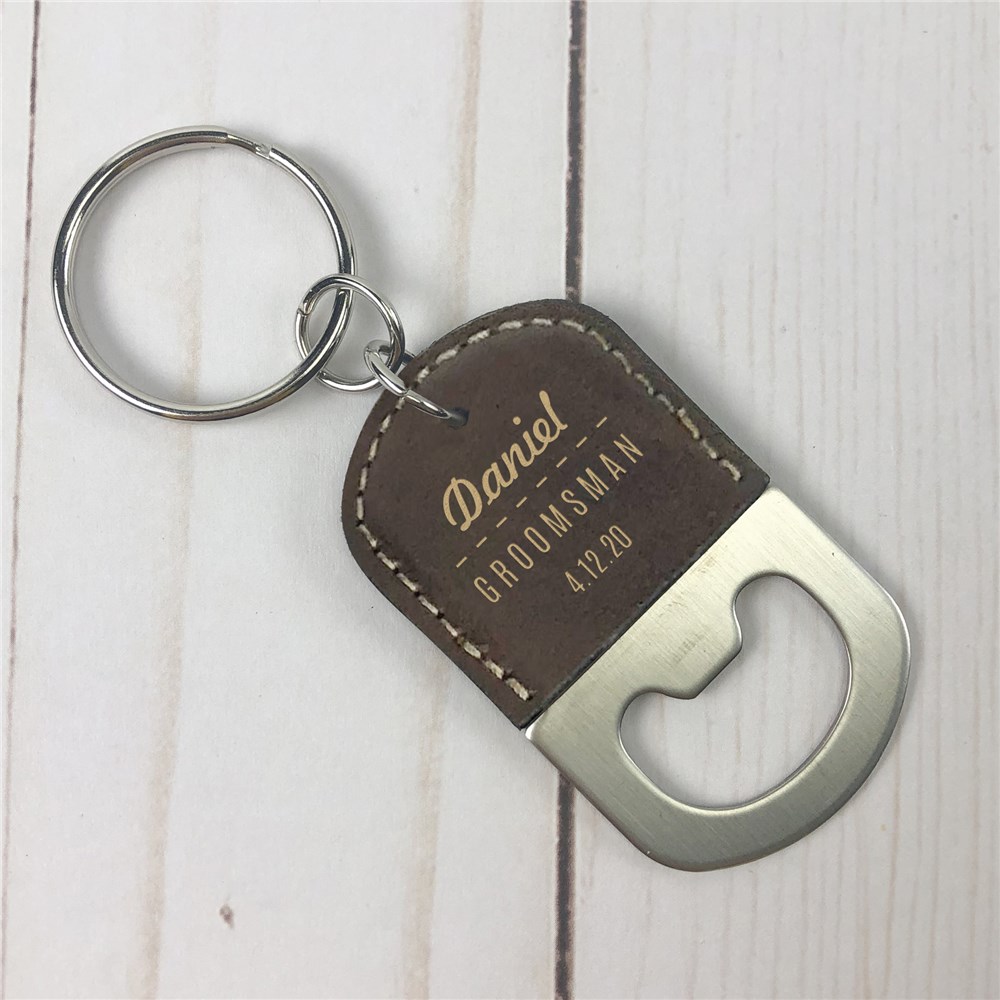 Engraved Groomsmen Leatherette Keychain Bottle Opener L15227291X