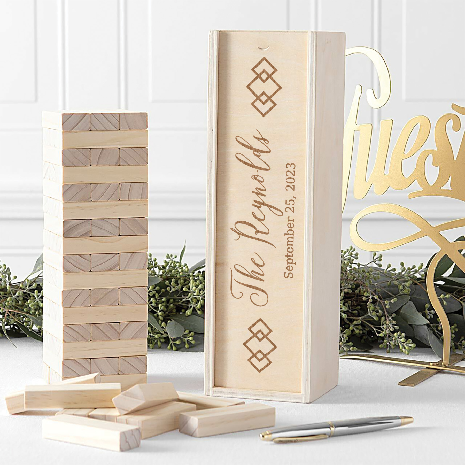 Engraved Building Blocks Wedding Guest Book 3963