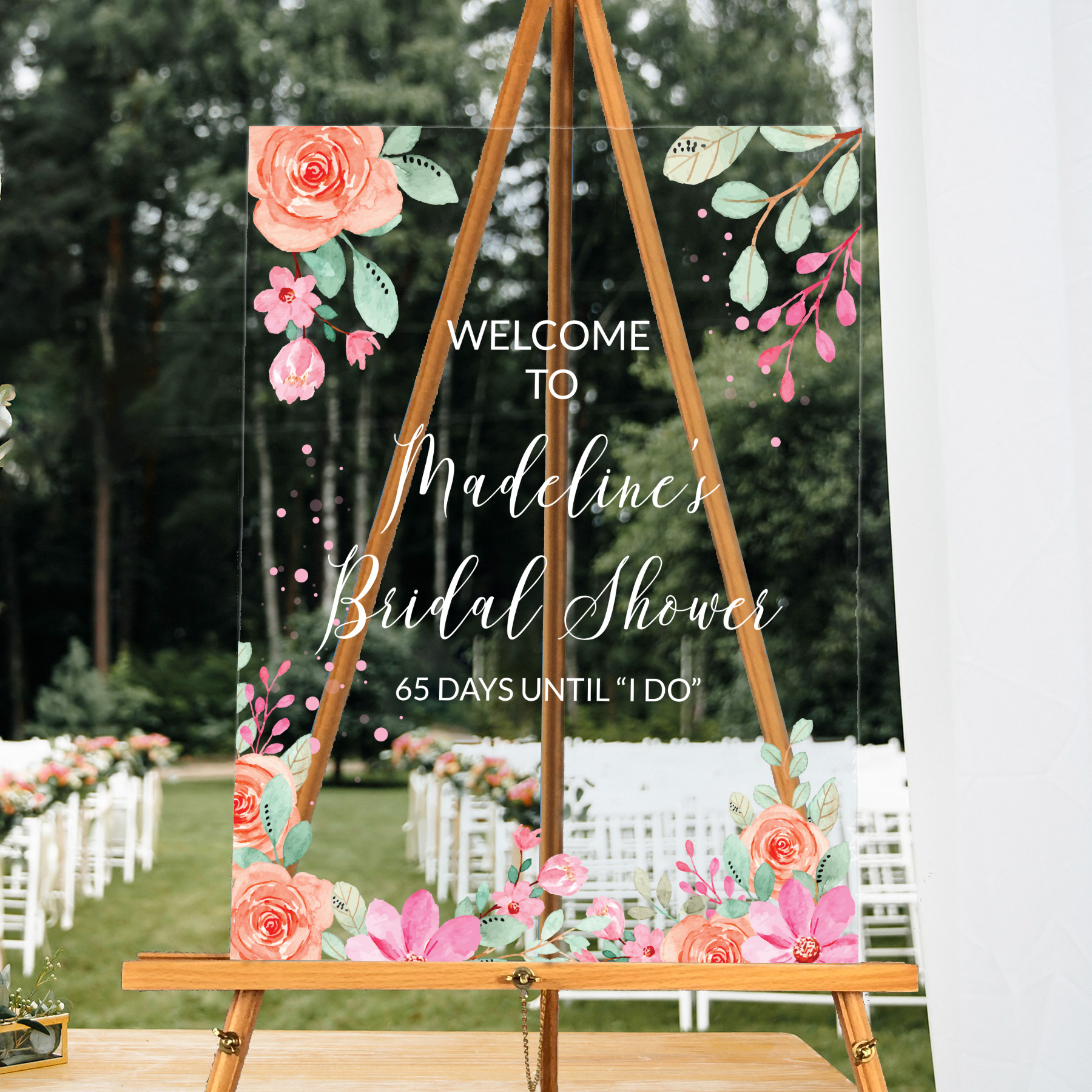 Personalized Acrylic Bridal Shower Welcome Sign UVxxx23B